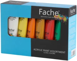 Fache Hobbymaling|Akrylfarver 12 stk. á 75 ml