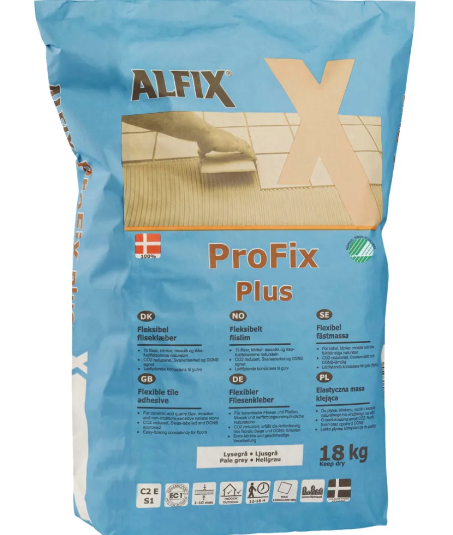 Alfix Fugeprodukter|ProFix Plus fliseklæber 18 kg Lysegrå