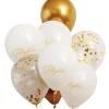 Pynt & Festudstyr|Ballonbuket 8 stk. 30 cm guld/hvid