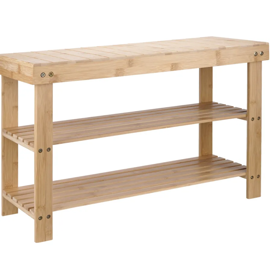 Boligindretning|Reoler & Rumdelere|Bambusbænk m/2 hylder 70 x 25 x 45 cm