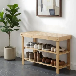 Boligindretning|Reoler & Rumdelere|Bambusbænk m/2 hylder 70 x 25 x 45 cm