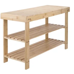 Boligindretning|Reoler & Rumdelere|Bambusbænk m/2 hylder 70 x 25 x 45 cm