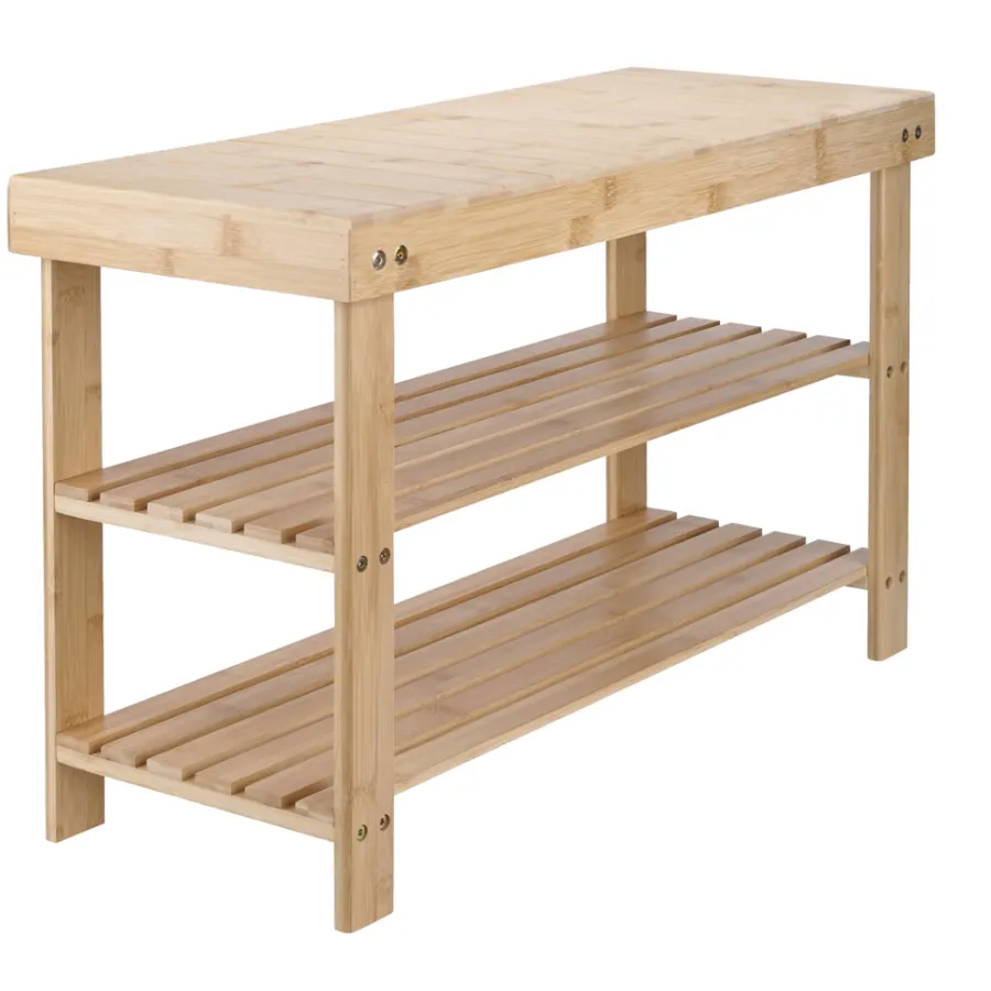 Boligindretning|Reoler & Rumdelere|Bambusbænk m/2 hylder 70 x 25 x 45 cm