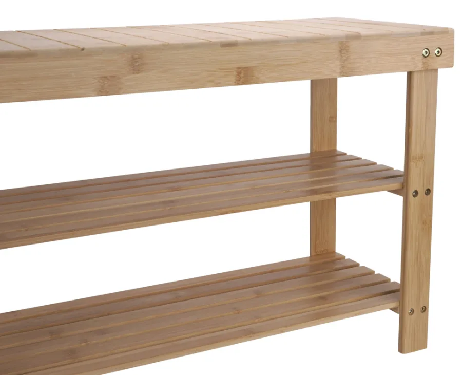Boligindretning|Reoler & Rumdelere|Bambusbænk m/2 hylder 70 x 25 x 45 cm