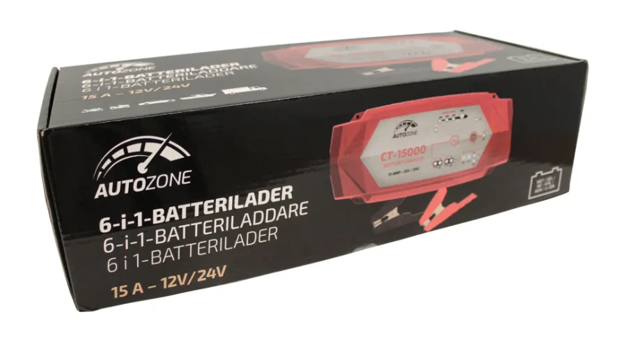 AutoZone® Autobatterier, El-Ladere & Ladekabler|Batterilader 7,5-15 A/12-24 V -