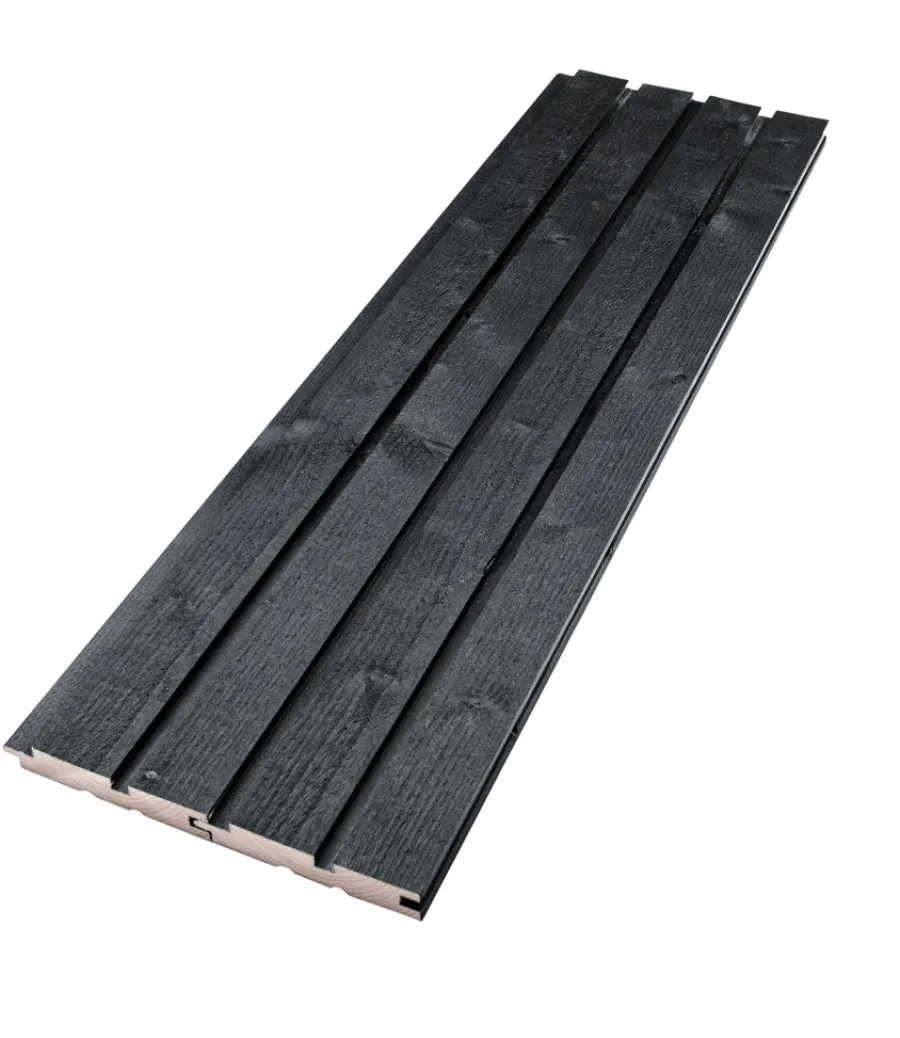 Imprægneret Træ|Facadeplader|Beklædning lodret sort 25 x 125 x 3000 mm 4-pk.
