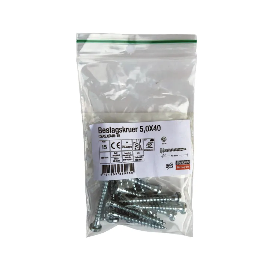 Simpson Strong-Tie Skruer|Beslagskrue CSA 5,0 x 40 mm - 15 stk.