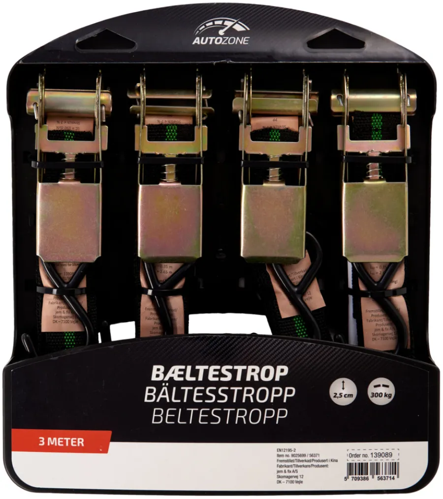AutoZone® Trailertilbehør|Bæltestropper 300 cm 4 stk. -