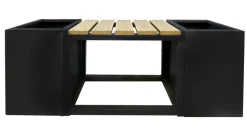 Gardenlife Land Havebænke|Planteborde & Højbede|Bænk Easy sort stål 120 x 30 x 45 cm Sort/egetræslook
