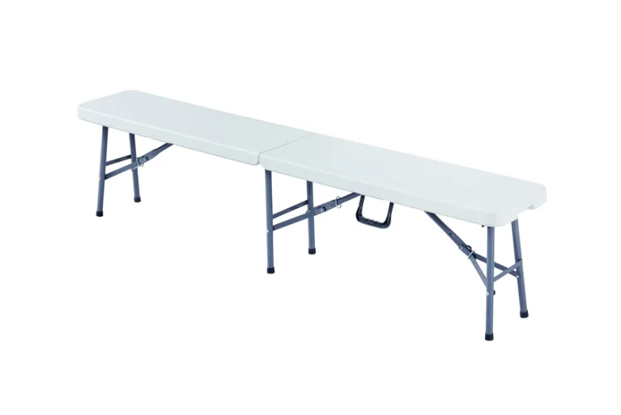 Sunlife® Telte & Campingmøbler|Havebænke|Bænk foldbar 184 cm hvid - Hvid/sort