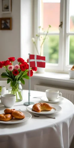 Gamle Danmark Pynt & Festudstyr|Flag & Flagstænger|Bordflag dannebrog 42 cm Krom