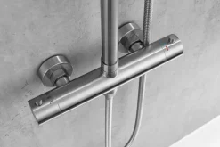 Rainshower Blandingsbatterier Til Bad Og Brus|Brusesæt m/termostat Ø250 mm børstet stål
