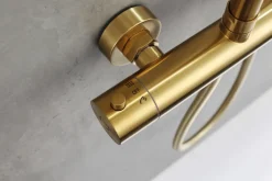 Blandingsbatterier Til Bad Og Brus|Brusesæt m/termostat Ø250 mm messingfinish