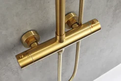 Blandingsbatterier Til Bad Og Brus|Brusesæt m/termostat Ø250 mm messingfinish