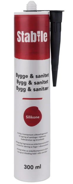 Stabile® Silikone|Bygge & Sanitet silikonefugemasse 300 ml - Sort