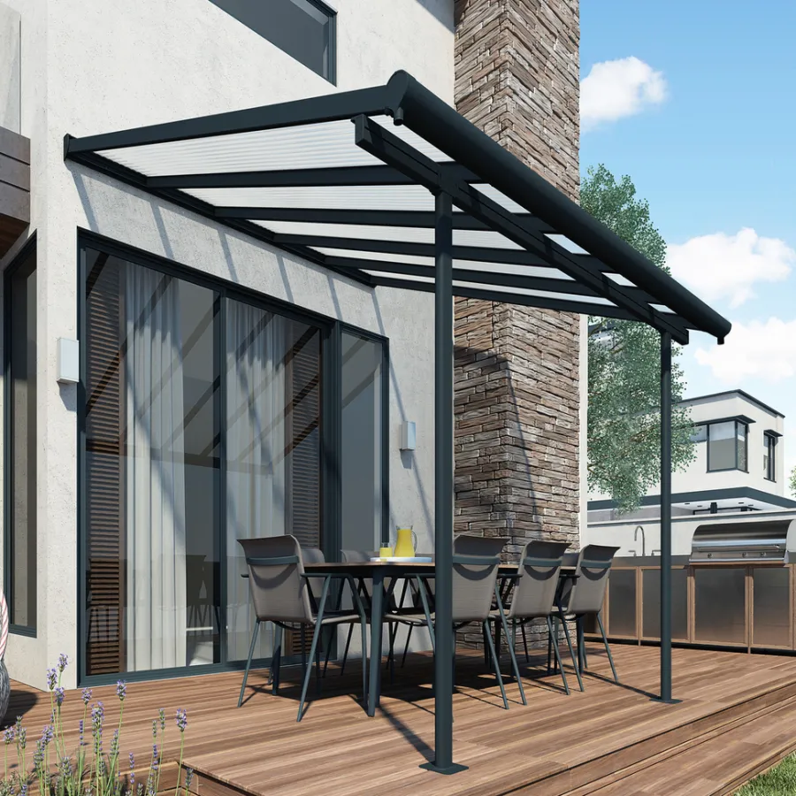 Canopia by Palram Overdækning|Sierra terrasseoverdækning 9,3 m² Ramme Antracit RAL 7016; Tagpaneler Klare