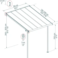 Canopia by Palram Overdækning|Sierra terrasseoverdækning 9,3 m² Ramme Antracit RAL 7016; Tagpaneler Klare