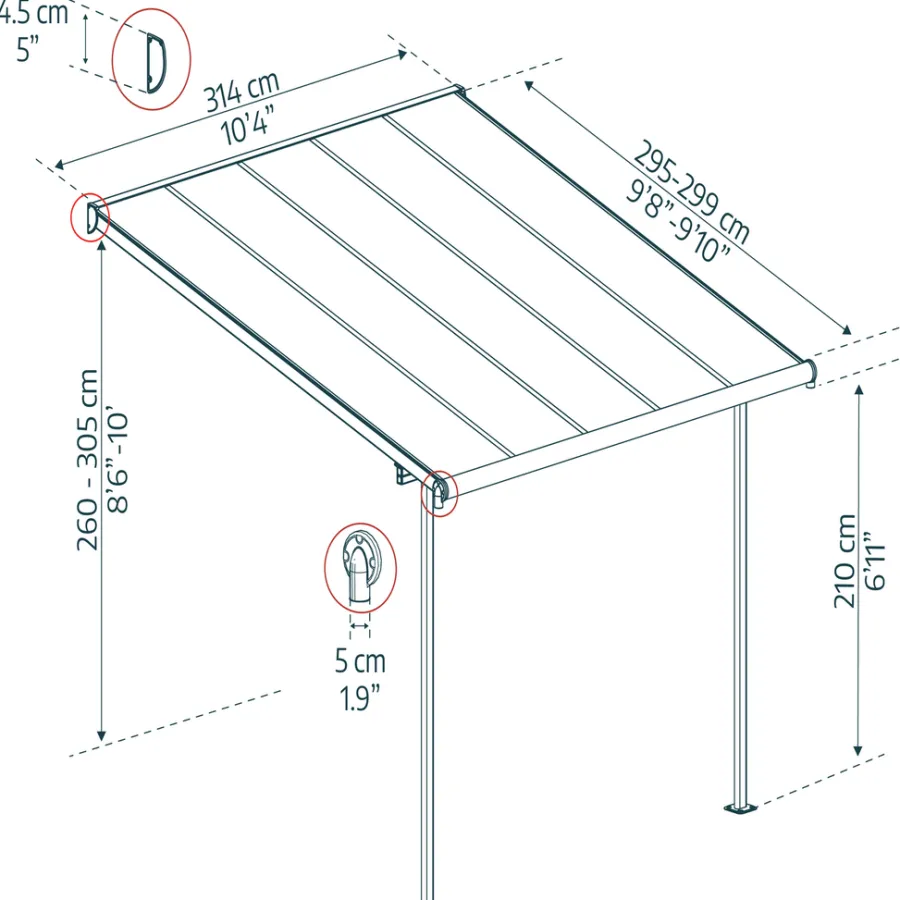 Canopia by Palram Overdækning|Sierra terrasseoverdækning 9,3 m² Ramme Antracit RAL 7016; Tagpaneler Klare