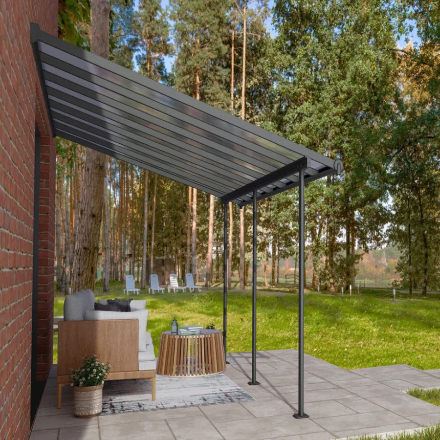 Canopia by Palram Overdækning|Sierra terrasseoverdækning 12,8 m² Ramme Antracit RAL 7016; Tagpaneler Klare