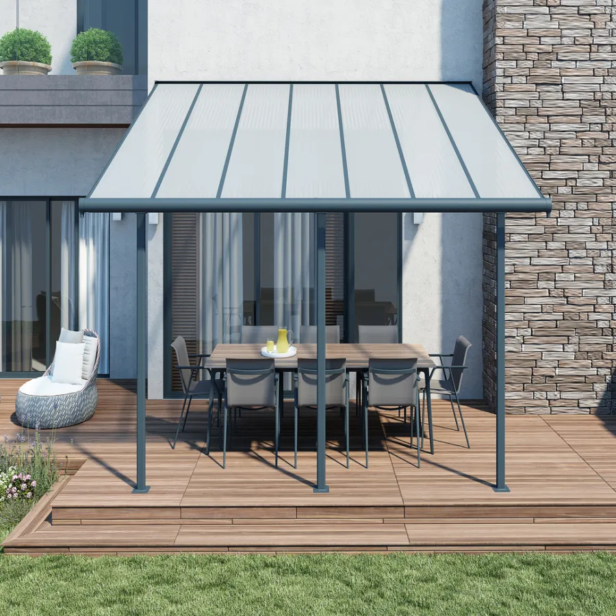Canopia by Palram Overdækning|Sierra terrasseoverdækning 12,8 m² Ramme Antracit RAL 7016; Tagpaneler Klare