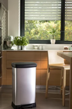 Curver Skraldespande|Affaldssortering|pedalspand sølv 50 liter Metalfinish