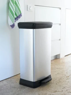 Curver Skraldespande|Affaldssortering|pedalspand sølv 50 liter Metalfinish