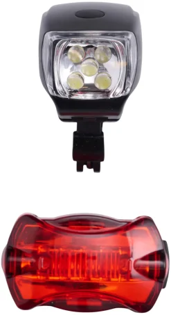 BikeZone® Cykellygter|Cykellygtesæt med 5 LED - Sort med gummi-coating