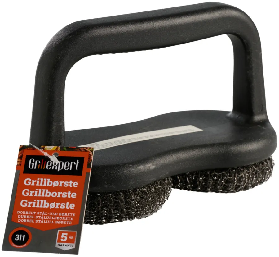 Grillexpert® Grilltilbehør|Dobbelt ståluld grillbørste -