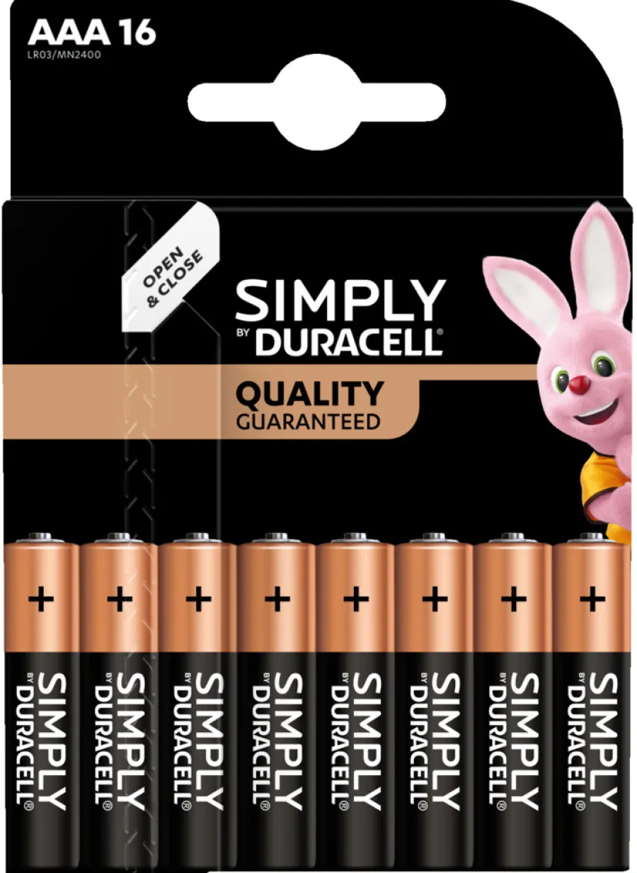 Duracell Batterier|Simply AAA alkaline batterier 16-pk.