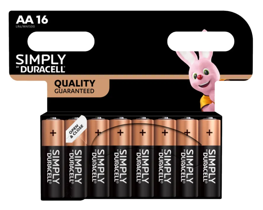 Duracell Batterier|Simply AA alkaline batterier 16-pk.