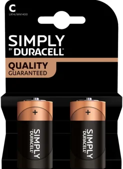 Duracell Batterier|Simply C Alkaline batterier 2-pk.