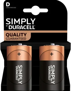 Duracell Batterier|Simply D alkaline batterier 2-pk.