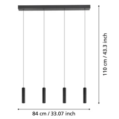 Eglo Loftlamper|Almudaina langbordspendel Ø6 cm Sort