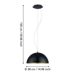 Eglo Loftlamper|Gaetano 1 pendel Ø38 cm Ø38 cm Sort/guld