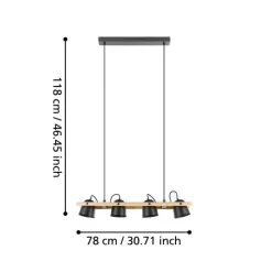 Eglo Loftlamper|Hornwood-Z langbordspendel Sort/brun