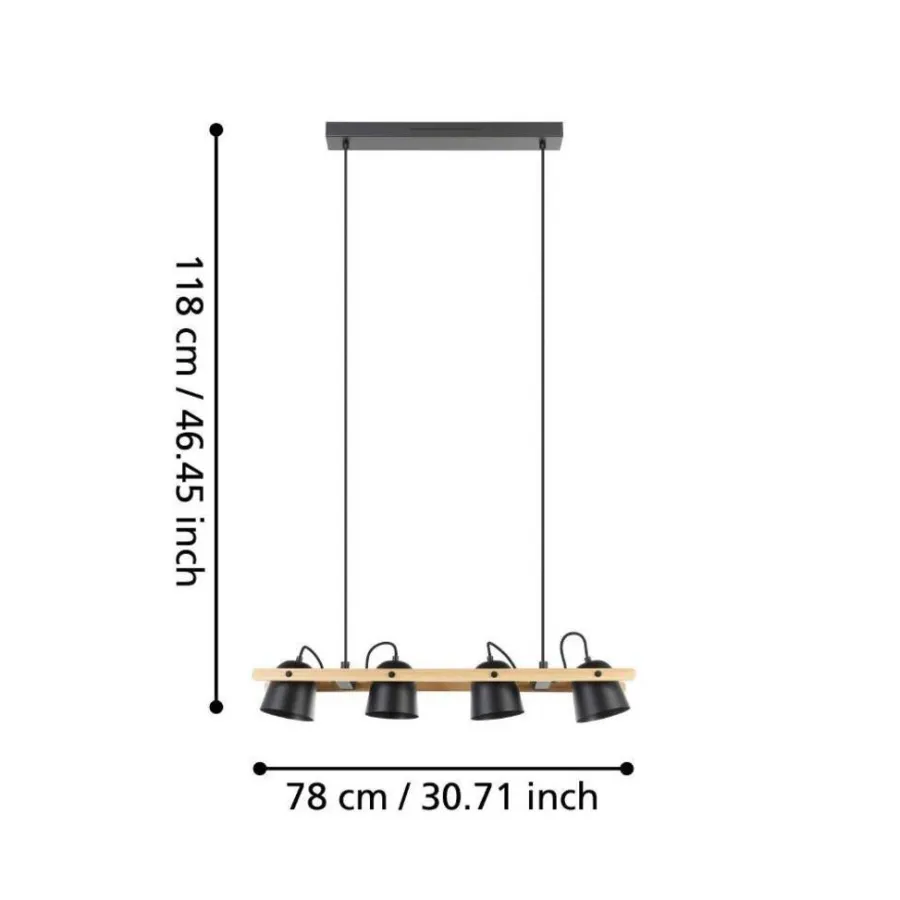 Eglo Loftlamper|Hornwood-Z langbordspendel Sort/brun