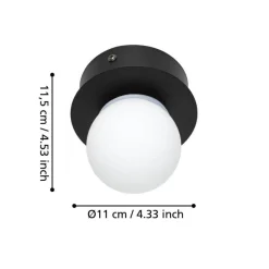 Eglo Loftlamper|Mosiano loft- og væglampe sort/hvid Ø11 cm