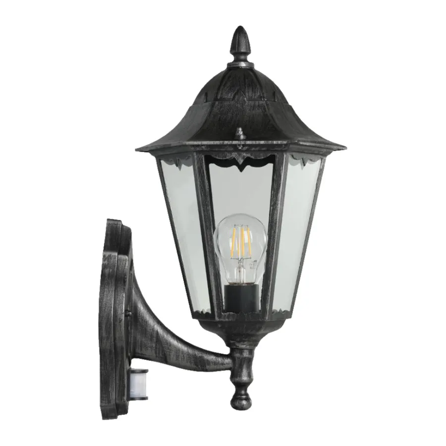 Eglo Udendørslamper|Navedo væglampe m/sensor sort/sølv 47,5 cm Sort og sølv