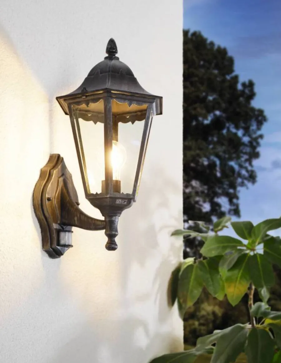 Eglo Udendørslamper|Navedo væglampe m/sensor sort/sølv 47,5 cm Sort og sølv