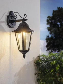 Eglo Udendørslamper|Navedo væglampe nedadvendt sort/sølv 47,5 cm Sort og sølv