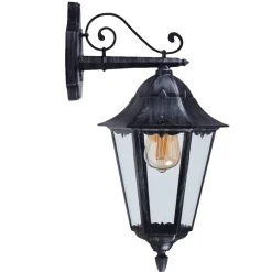 Eglo Udendørslamper|Navedo væglampe nedadvendt sort/sølv 47,5 cm Sort og sølv