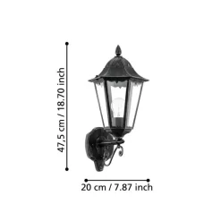Eglo Udendørslamper|Navedo væglampe opadvendt sort/sølv 47,5 cm Sort og sølv