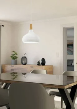 Eglo Loftlamper|Sabinar pendel Ø28 cm Hvid/brun