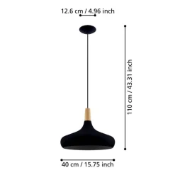 Eglo Loftlamper|Sabinar pendel Ø40 cm Sort/brun