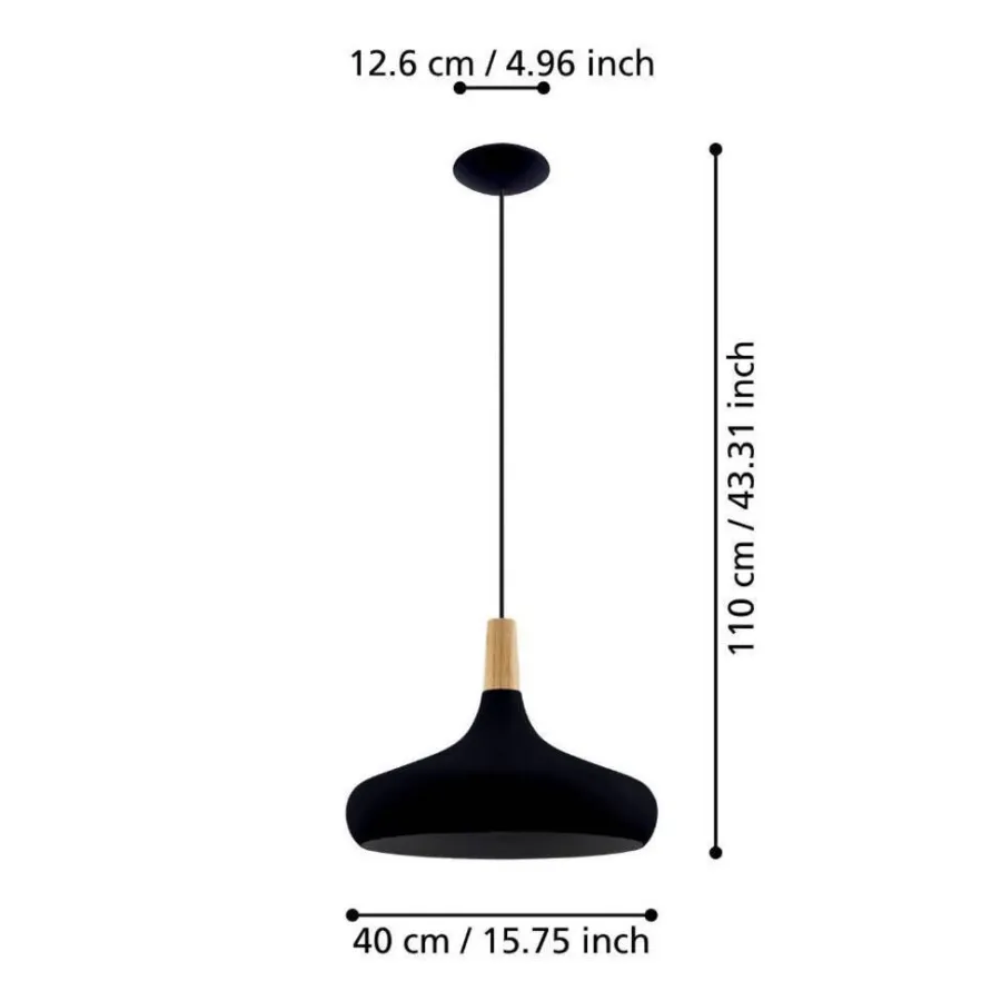 Eglo Loftlamper|Sabinar pendel Ø40 cm Sort/brun