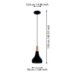 Eglo Loftlamper|Sabinar pendel Ø18 cm Sort/brun