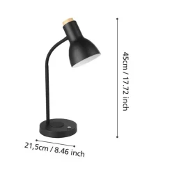 Eglo Bordlamper|Veradal bordlampe m/Qi-oplader Sort/træ