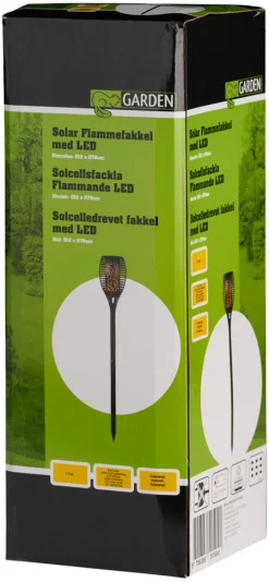 Garden® Sæsonafslutning|Solcellelamper|Fakkel med solceller Ø12 x H78 cm - Sort