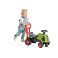 Falk Legetøj|Claas-traktor m/skubbehåndtag, rat og horn Rød/grøn/sort