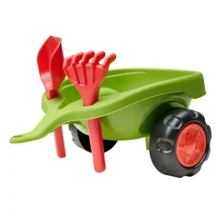 Falk Legetøj|Claas-traktor m/vogn, rive, skovl, rat og horn Rød/grøn/sort